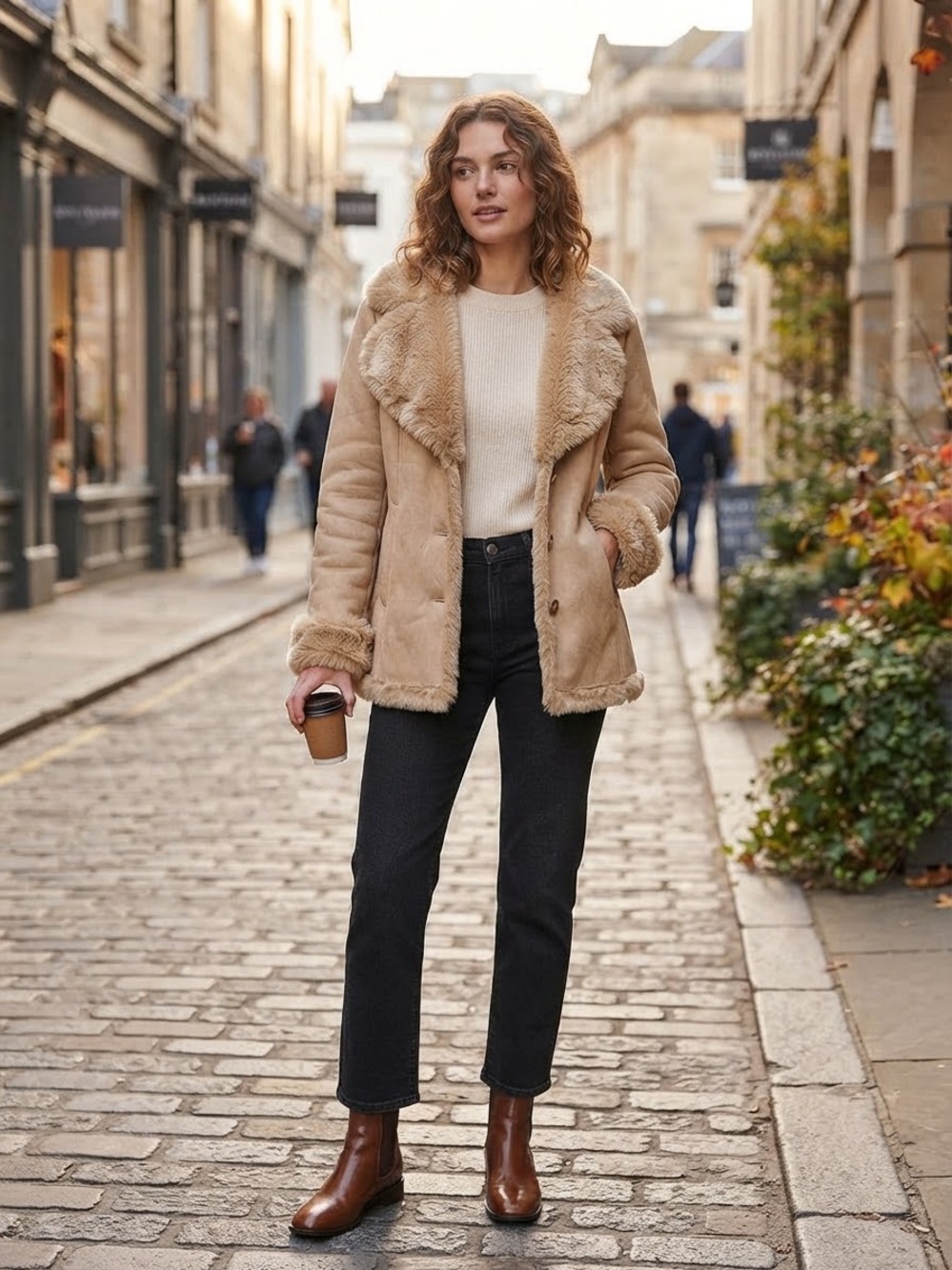 St. John's Bay Beige Faux Shearling Jacket